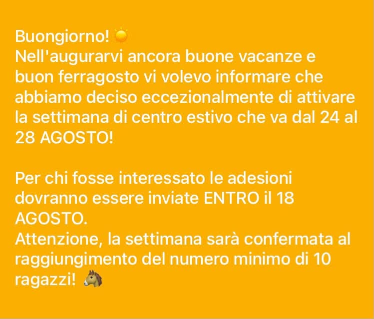 Locandina del campo equestre estivo che si terrà dal 24 al 28 agosto 2026.